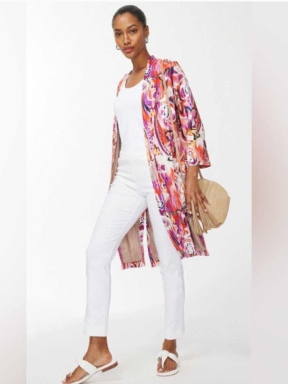 Chico's 40th Anniversary Paisley  Duster Kimono Chico's Size 1 (M): US 8